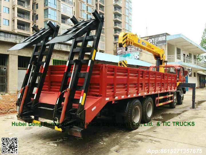 DRZ 8x4 Lorry Truck with 12T Telescopic Boom Crane And Hydraulic Ladder for Loading Excavator