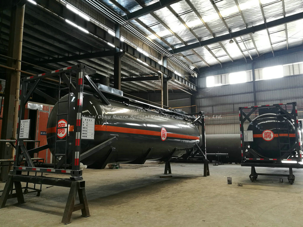 Hydrofluoric Acid Tank Container Un179 Hf for Road Transport (Tanker) in 30FT, 40FT Frame Steel Lined LDPE for HCl (max 35%) , Naoh (max 50%) , Naclo (max 10%)