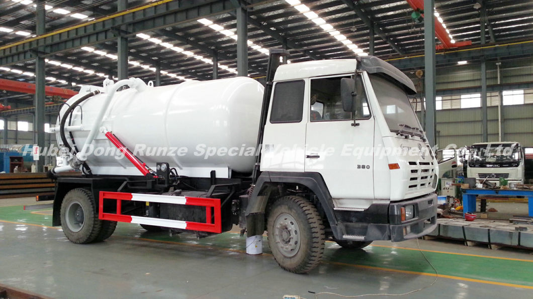 Steyr Vacuum Sewage Suction Tanker Truck Tank 12500 (L) Carbon Steel Rhd or LHD with Pto Vacuum Pumps for Vacuum Suction Cesspool Sludge Sewer Waste