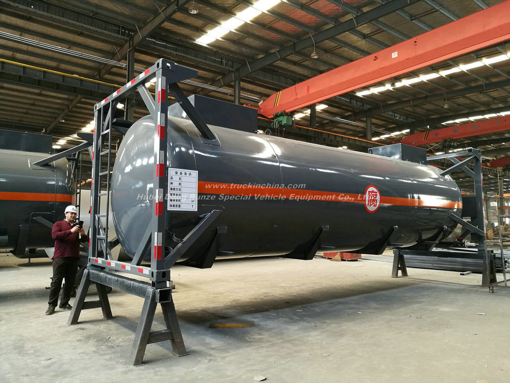 Hydrofluoric Acid Tank Container Un179 Hf for Road Transport (Tanker) in 30FT, 40FT Frame Steel Lined LDPE for HCl (max 35%) , Naoh (max 50%) , Naclo (max 10%)