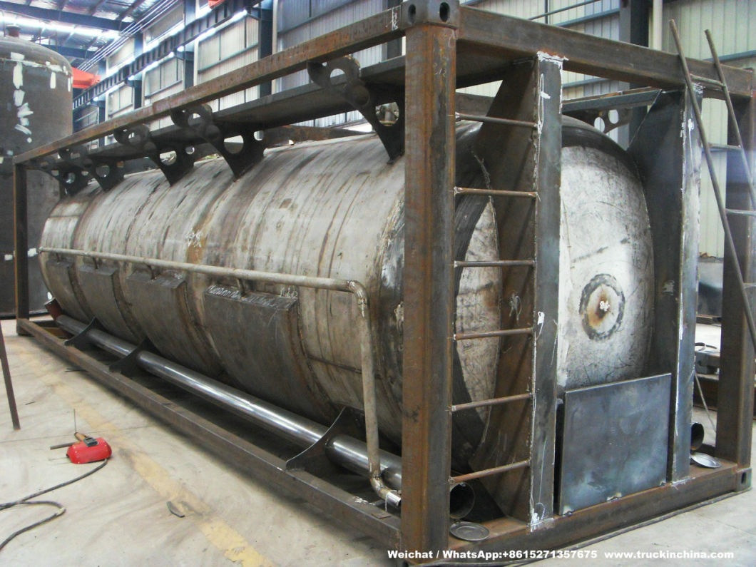 Customized 30FT Yellow Phosphorus Tank Tank Container ISO Stainless Steam Heating Jacket 25000liters