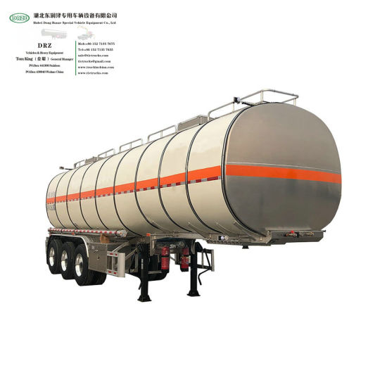 Aluminum Tanker Trailer 36000L~42000L 3 Axle Transport Food Cooking Oil Edible Oil