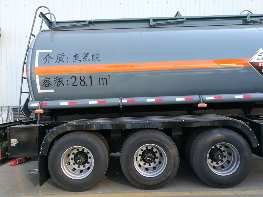 Sodium Hydroxide Tank Semi-Trailer 3 Axles 20000liters, 32000liters Steel Tank Lined LLDPE