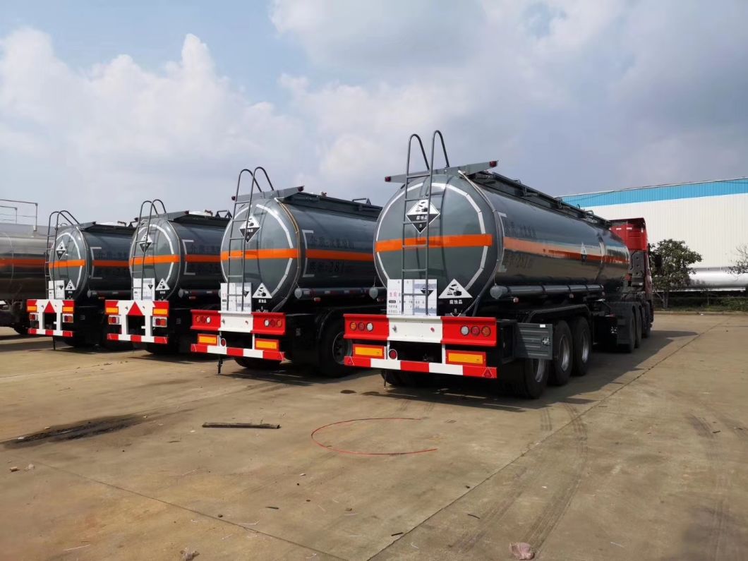 Dilute Sulfuric Acid Tank Trailer (3 axles Semi Trailer 19900Liters, 22400liters, 32000L Steel Lined LLDPE Acid Tank)