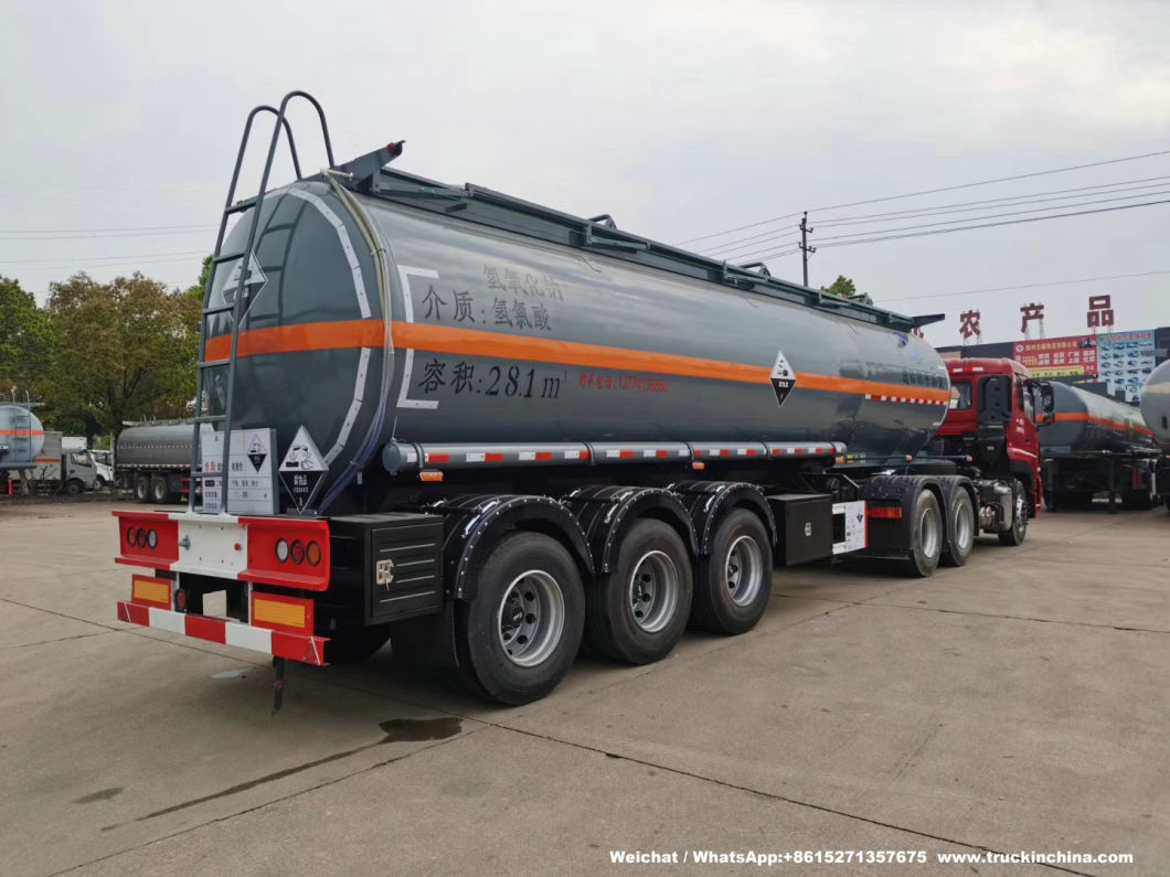 3 Axles Hydrochloric Acid Tanker 29500L HCl Tanks