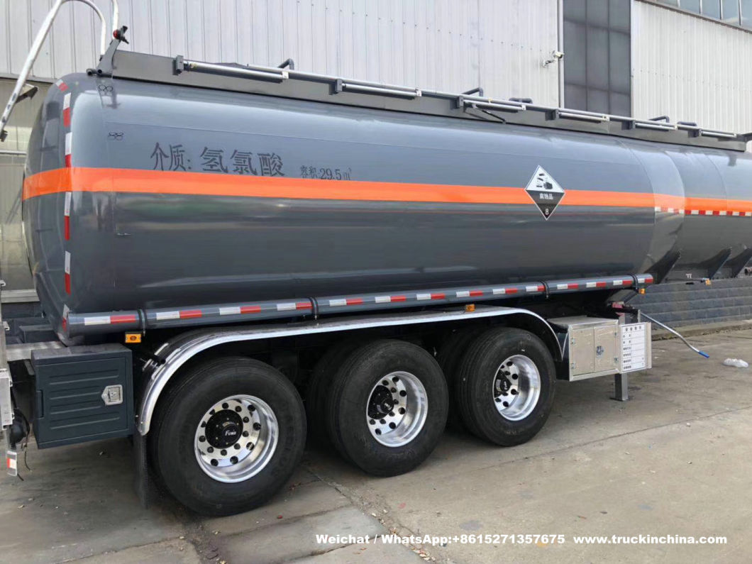 3 Axles Hydrochloric Acid Tanker 29500L HCl Tanks