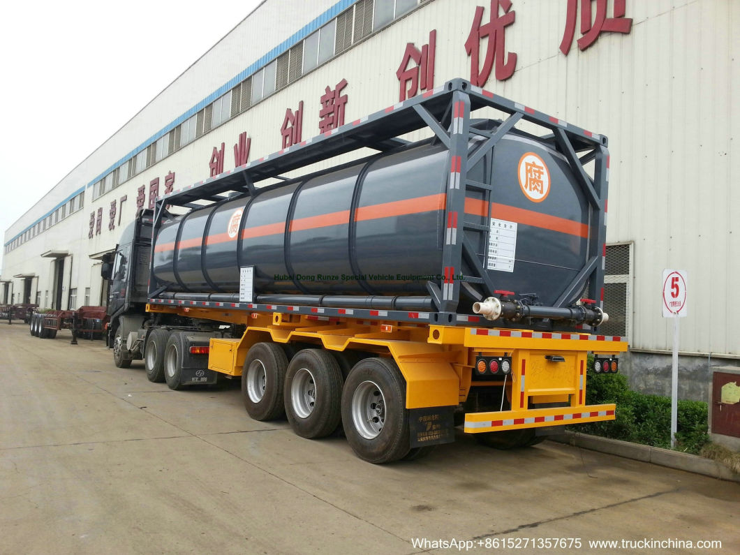 40FT Chemical Tank Container (ISOTANK Steel Lined LLDPE for HCl, NaOH, NaCLO (max 15%), PAC H2SO4, HF Road Trailer transport)