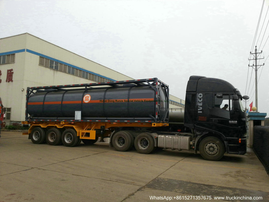 40FT Chemical Tank Container (ISOTANK Steel Lined LLDPE for HCl, NaOH, NaCLO (max 15%), PAC H2SO4, HF Road Trailer transport)