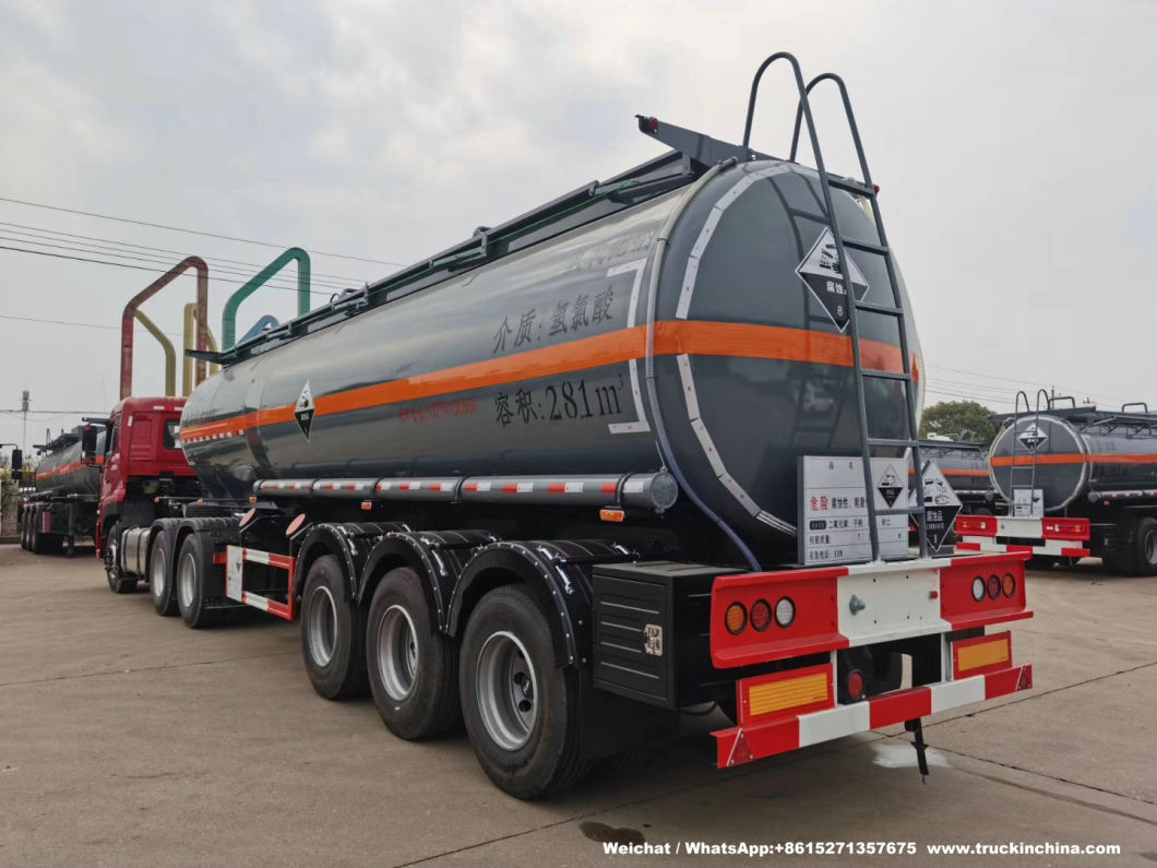 3 Axles Hydrochloric Acid Tanker 29500L HCl Tanks