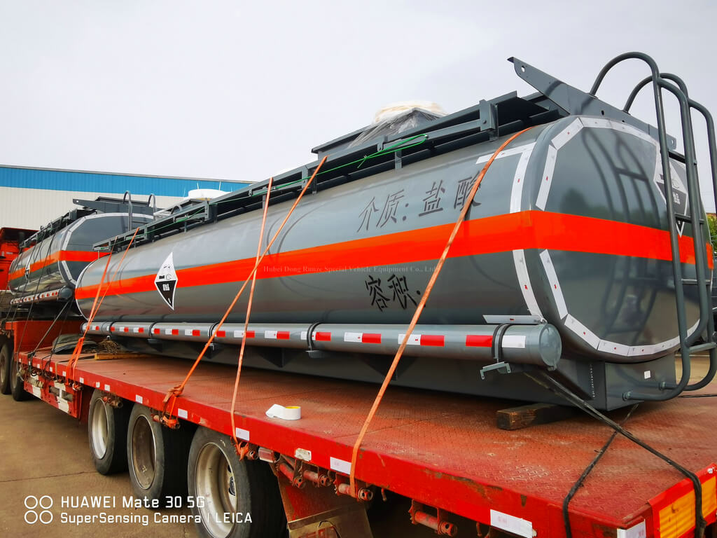  Steel Lined PE 16mm Moblie Hydrochloric Acid Tank Container 15m3 for Tanker Lorry To Vietnam