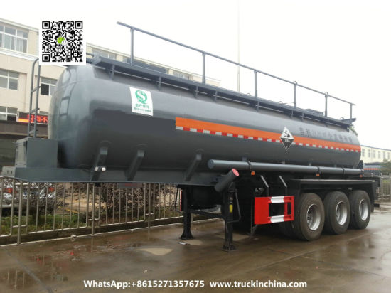 3 Axles Caustic Soda Tanker Semi-Trailer (Sodium Hydroxide Steel Tank Lined LLDPE)