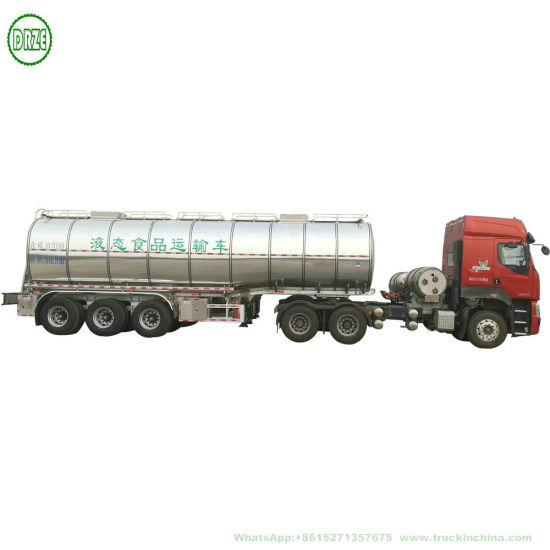 Stainless Tank Trailer 36000L~42000L for Road Transport Liquid Food, Chemical, Oil, Milk (3 Axle Road Tanker Trailer)