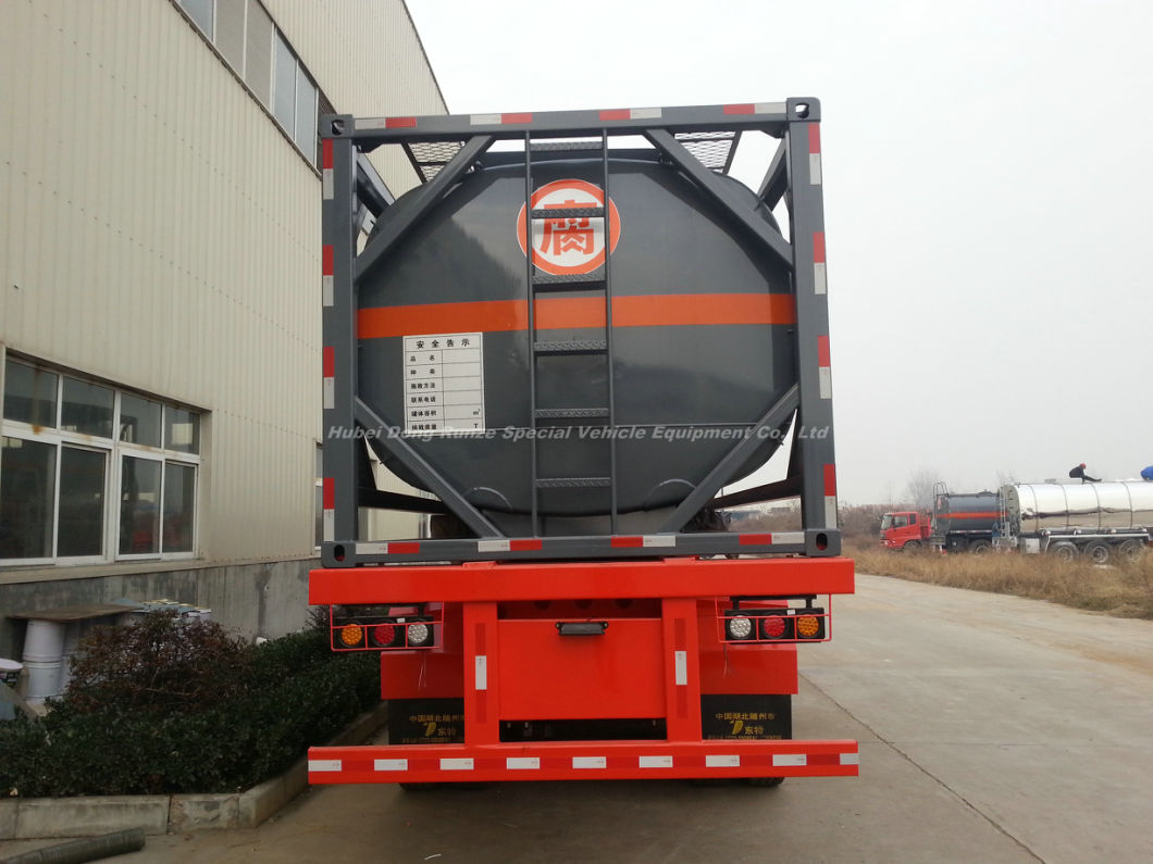 40FT ISO Tank Containers for Hydrochloric Acid, Sodium Hypochlorite PE Lined Tank Used to Contain HCl (max 35%) , Naoh (50%) , Naclo (15%) , H2so4. Hf, H2O2
