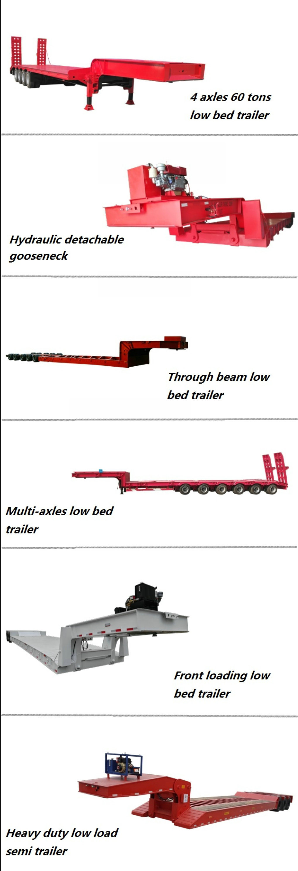 60t Heavy Duty Lowbed Trailer Truck (Gooseneck Low Bed Semi Trailer Lowbed Trailer)
