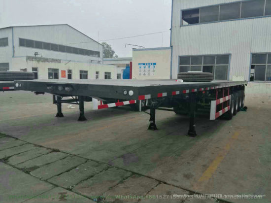 4 Axles Heavy Duty Container Flatbed Semi Trailer 14m