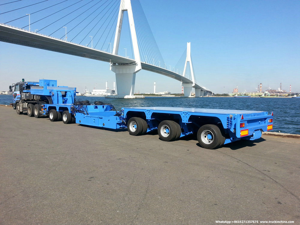 Customize 150 Ton Multi Axle Modular Lowboy Semi Trailer with Hydraulic Suspension Steering Axle