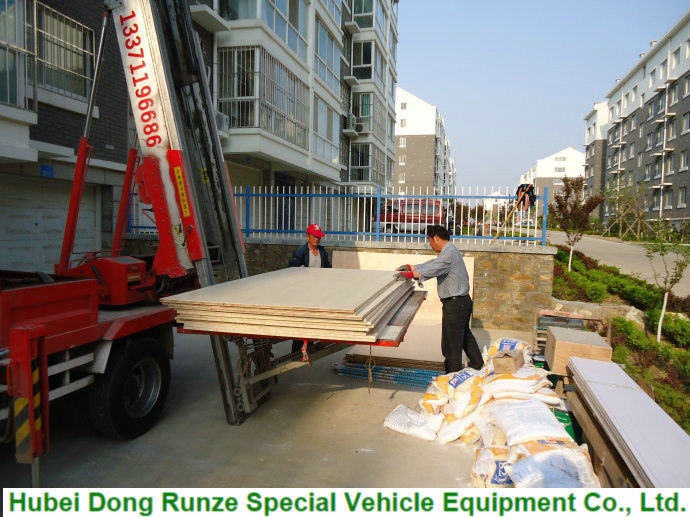 Truck Mounted Telescopic Ladder Truck for House Building Goods Lift and Download (House Furniture Moving Cherry Picker Hydraulic 28 M Aerial Platform Ladder)
