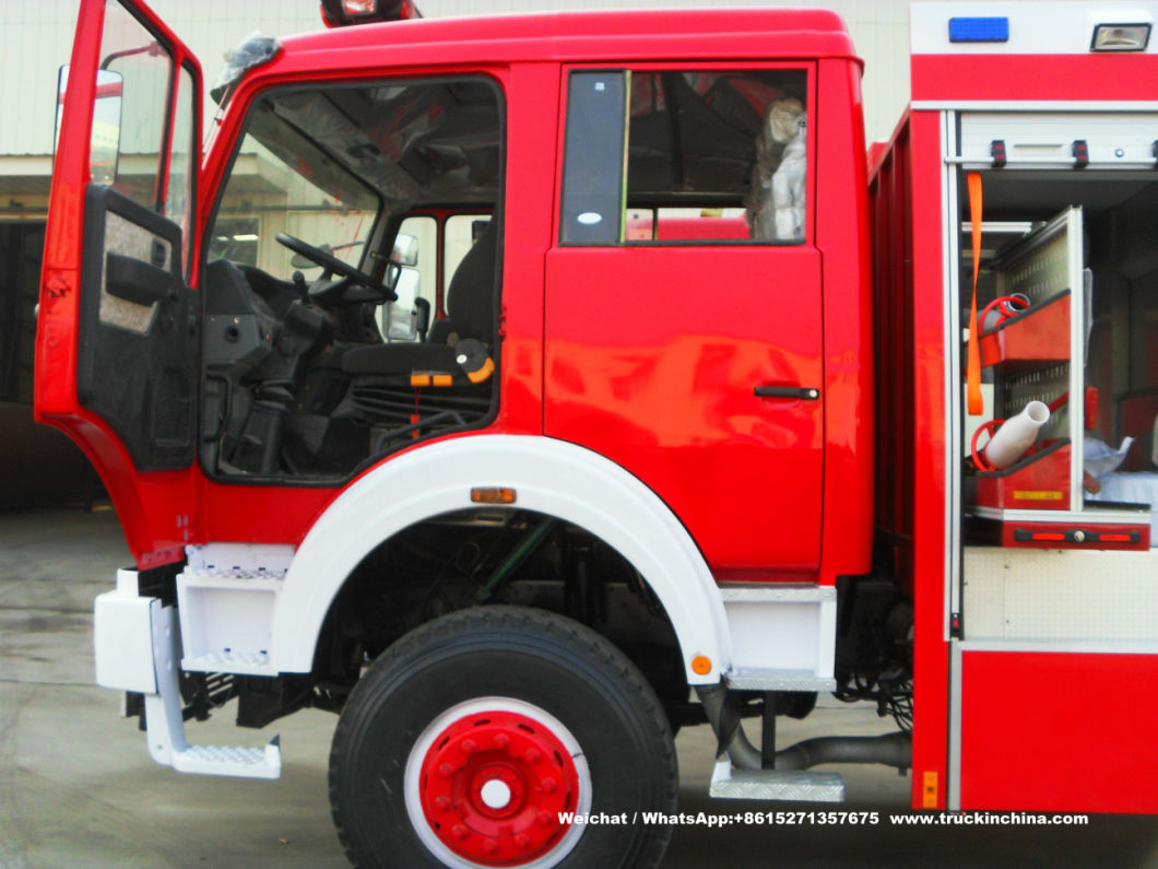 Double Cabin Beiben Fire Truck Water Foam Fire Fighting Truck off Road 6X4 - 6X6 Awd Fire Tender Fire Pumper (9000Liter Water 1800Liter Foam Tank) for Sale
