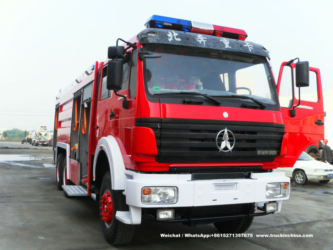 Double Cabin Beiben Fire Truck Water Foam Fire Fighting Truck off Road 6X4 - 6X6 Awd Fire Tender Fire Pumper (9000Liter Water 1800Liter Foam Tank) for Sale