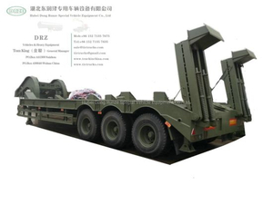 60t -80t Heavy Duty 3 Axles Lowbed Semi Trailer for Tank Heavy Track Crawler Caterpillar Digging Excavating Machine (Optional With Winch)