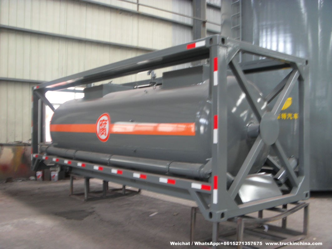 Reagent Sulfuric Acid 20FT ISO Tank Container 8000L -17500L (H2SO4, FeCL3 Ferric Chloride, Cupric Sulphate Reagent, PAC Steel Lined PE Tank)