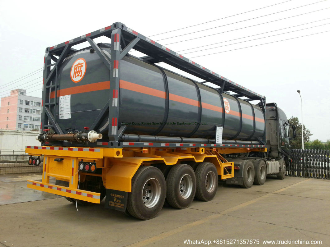 40FT Chemical Tank Container (ISOTANK Steel Lined LLDPE for HCl, NaOH, NaCLO (max 15%), PAC H2SO4, HF Road Trailer transport)