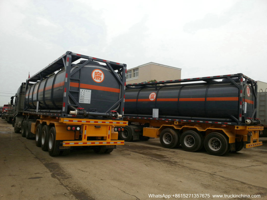 40FT Chemical Tank Container (ISOTANK Steel Lined LLDPE for HCl, NaOH, NaCLO (max 15%), PAC H2SO4, HF Road Trailer transport)