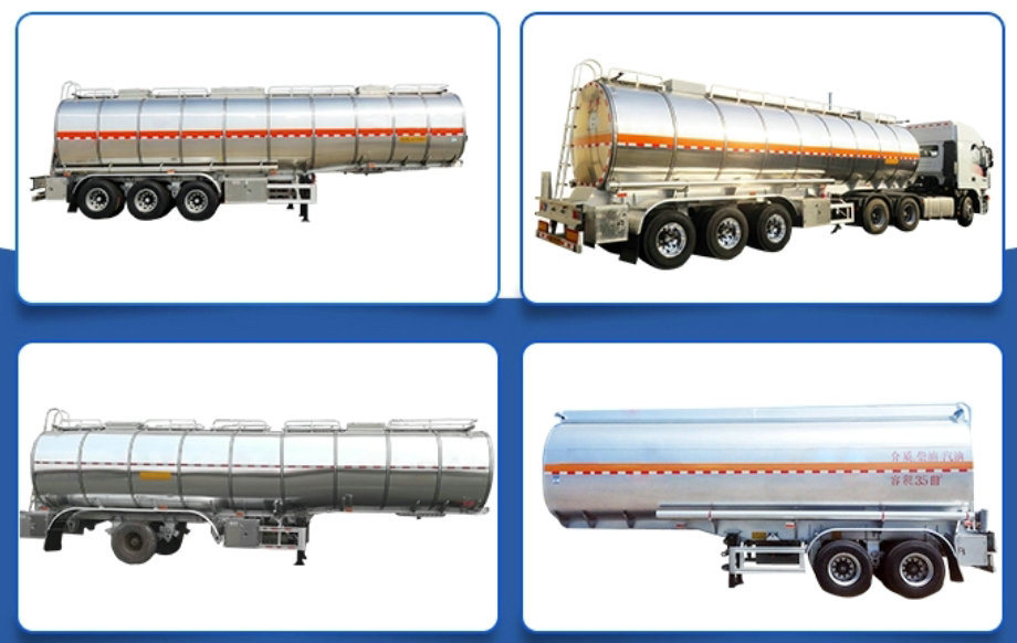 Aluminum Tanker Trailer 36000L~42000L 3 Axle Transport Food Cooking Oil Edible Oil