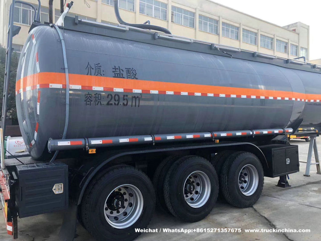 3 Axles Hydrochloric Acid Tanker 29500L HCl Tanks