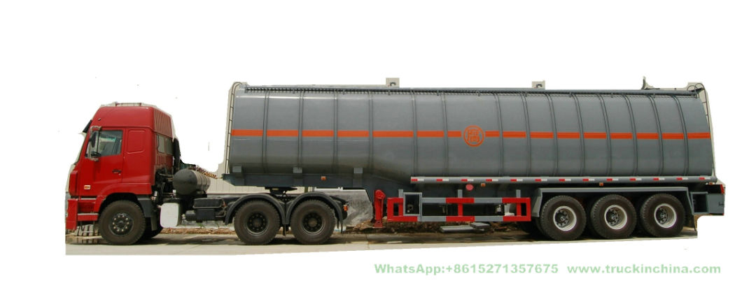 Customizing 60t Hydrochloric Acid Tank Trailer (Steel Lined Rubber plastic LLDPE Chemical Liquid Tanker)
