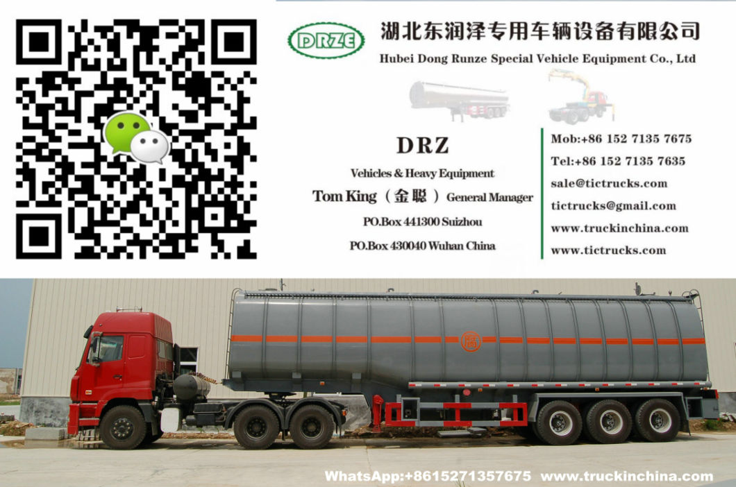Customizing 60t Hydrochloric Acid Tank Trailer (Steel Lined Rubber plastic LLDPE Chemical Liquid Tanker)