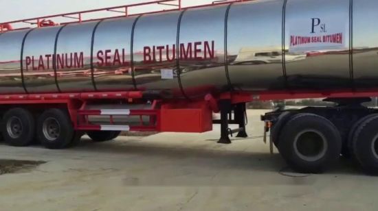 3 Axles Insulated Hot Bitumen Tanker Trailer 45cbm (Liquid Asphalt Tank Semitrailer) with Two Burner Heater Insulation Layer Rock Wool Puf 80mm Stainless Steel
