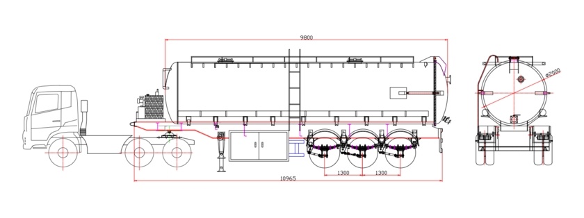 2 Axles Vacuum Tanker Trailer 20cbm
