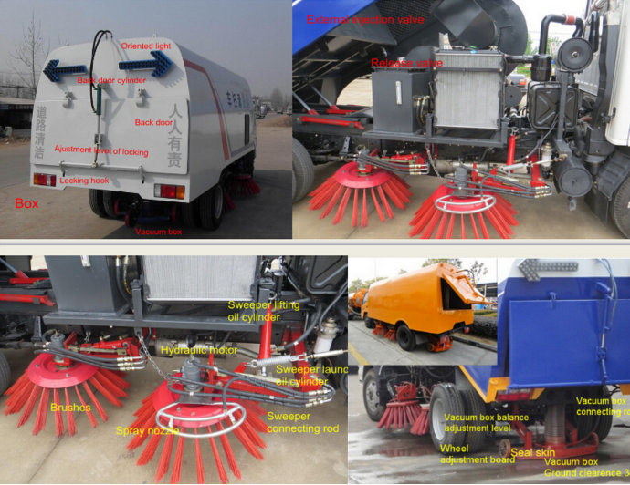 Dongfeng Efficent Street Vacuum Road Sweeper 7 Cbm Garbage 3.5cbm Water Stainless Steel 4X2 -4X4 -Rhd. LHD