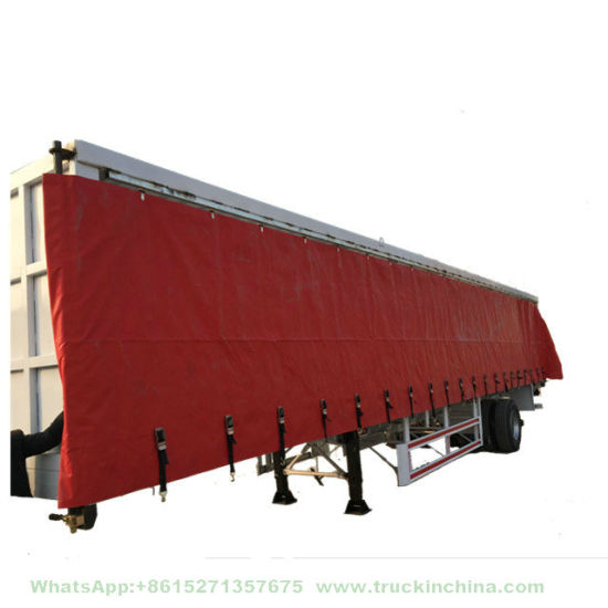 Customizing 60 Tons Flat Bed Curtain Side Wall Cargo Semi Trailer (Wing Side Opening Van)
