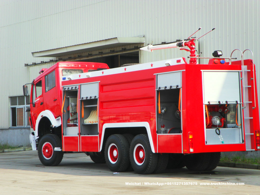Double Cabin Beiben Fire Truck Water Foam Fire Fighting Truck off Road 6X4 - 6X6 Awd Fire Tender Fire Pumper (9000Liter Water 1800Liter Foam Tank) for Sale