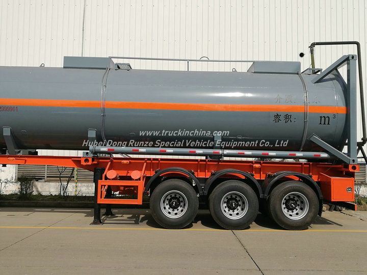 30FT UN1789 Hydrochloric Acid ISO Tank Container 26KL -28KL Steel Tank Lined LDPE 16mm 