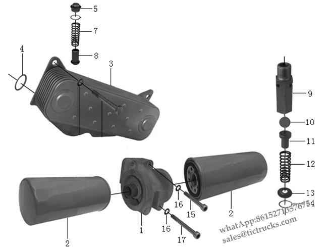 China truck WeiChai Engine Parts Oil Filter and Oil Cooler,Control valve assembly