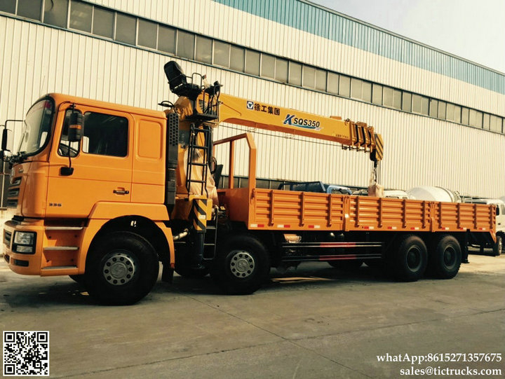 SHACMAN F3000 Cargo Truck Mounted Crane 14T XCMG SQS350K4Q Telescopic Boom
