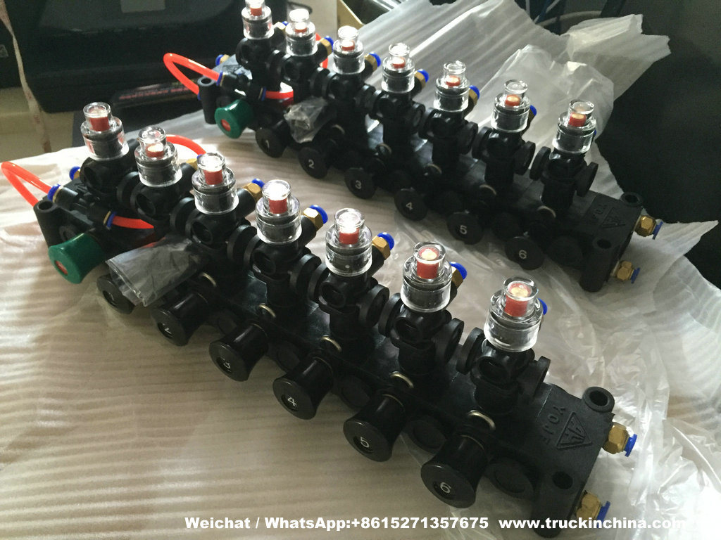 Plastic Pneumatic Control Block Valves for Fuel Tanker (Road Tanker Truck YOJE Pneumatic Control Unit 1-7 Compartments)