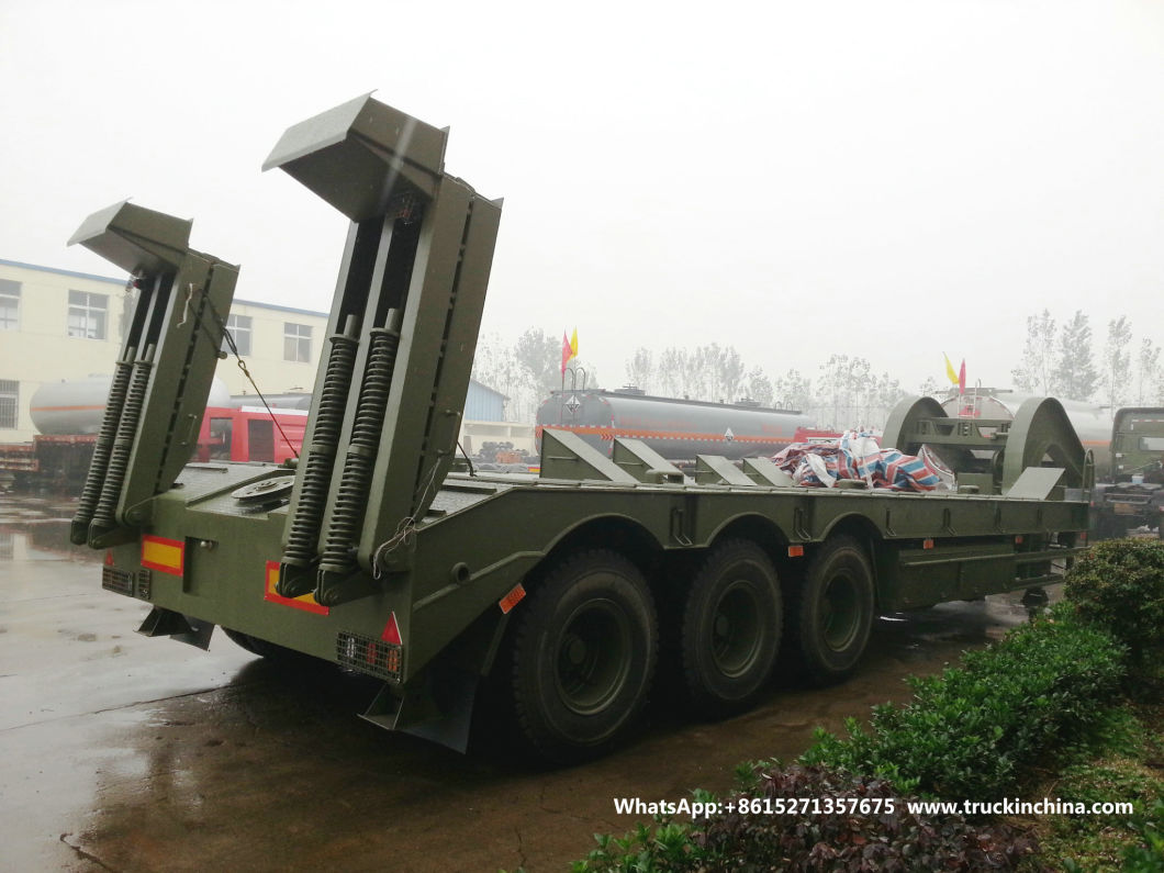 60t -80t Heavy Duty 3 Axles Lowbed Semi Trailer for Tank Heavy Track Crawler Caterpillar Digging Excavating Machine (Optional With Winch)