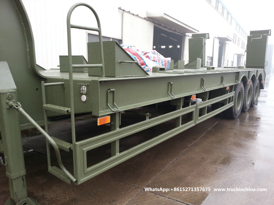 60t -80t Heavy Duty 3 Axles Lowbed Semi Trailer for Tank Heavy Track Crawler Caterpillar Digging Excavating Machine (Optional With Winch)