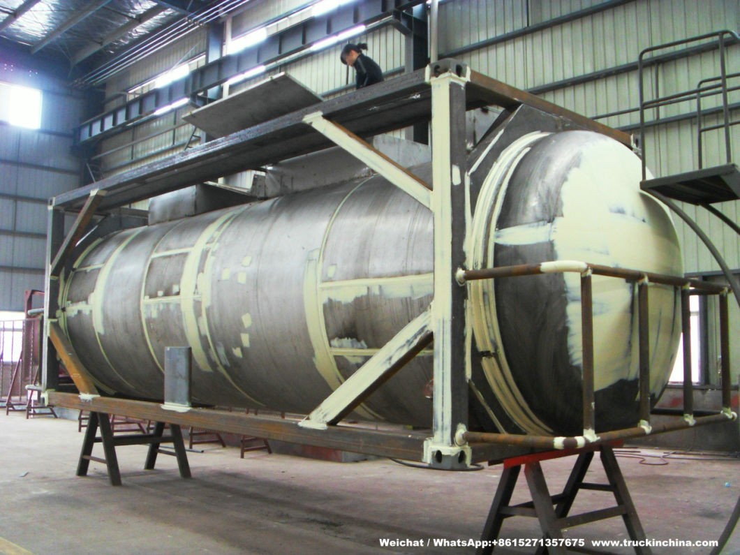 Phosphorous Acid Isotank Swap Stainless Steel Tank Body for Un1381 H3po4 Road Transport in 20feet Container Frame Locks