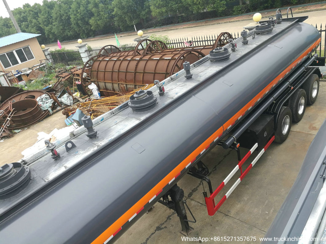 4 Compartments Hydrochloric Acid Tanker (3 Axles 19m3-30m3-5000USG-8000USD-Steel Lined LLDPE Tank For Transport HCl,NaOH , NaCLO,PAC,H2SO4 ,HF,H3PO4 Chemical)