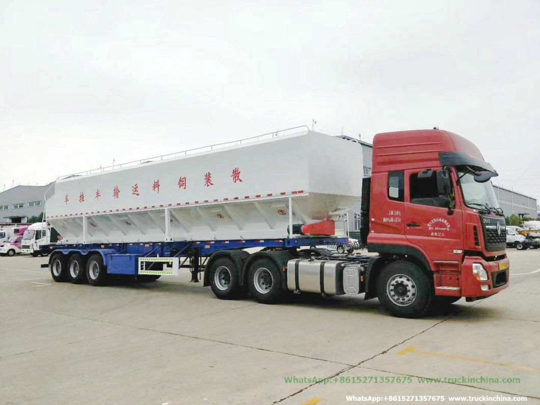 Tri-Axles Bulk Feed Tank Semi Trailer Customized with Electric Pump Hydraulic System Transport Livestock Chicken Duck Goose Feed