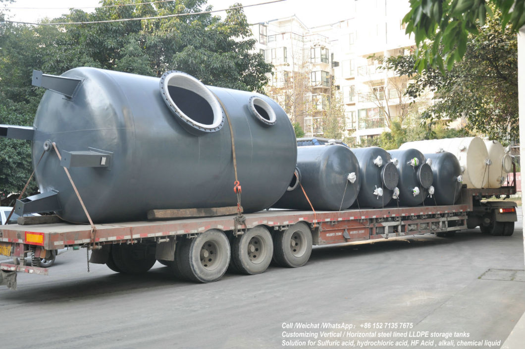 HCl Naclo Storage Dosing Tanks (Carbon Steel Tank Lined LLDPE corrosion resistance Sodium Hypochlorite, Hydrochloric Acid) Vertical 5 -50kl Measuring Tank