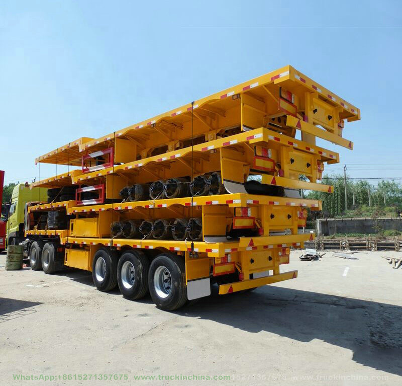 3 Axle Flatbed Semi Trailer 40FT Container with Container Locks