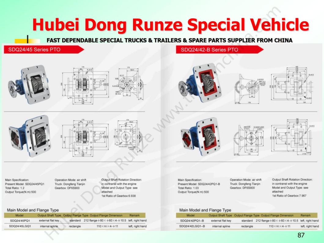 Dongfeng DFAC Truck Transmission Gearbox Df6s900 Power Take off Pto Sdq24/42, Sdq24/45, Sdq24/47