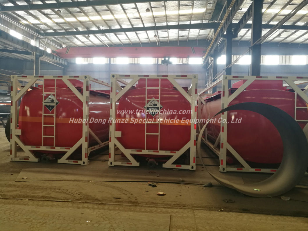 Custermizing 20FT Portable ISO Tank Container For Acid Hydrochloric Acid ,Sodium Hypochlorite,Hydrofluoric Acid ,Sodium Hydroxide (LDPE Lined Tank Container)20K