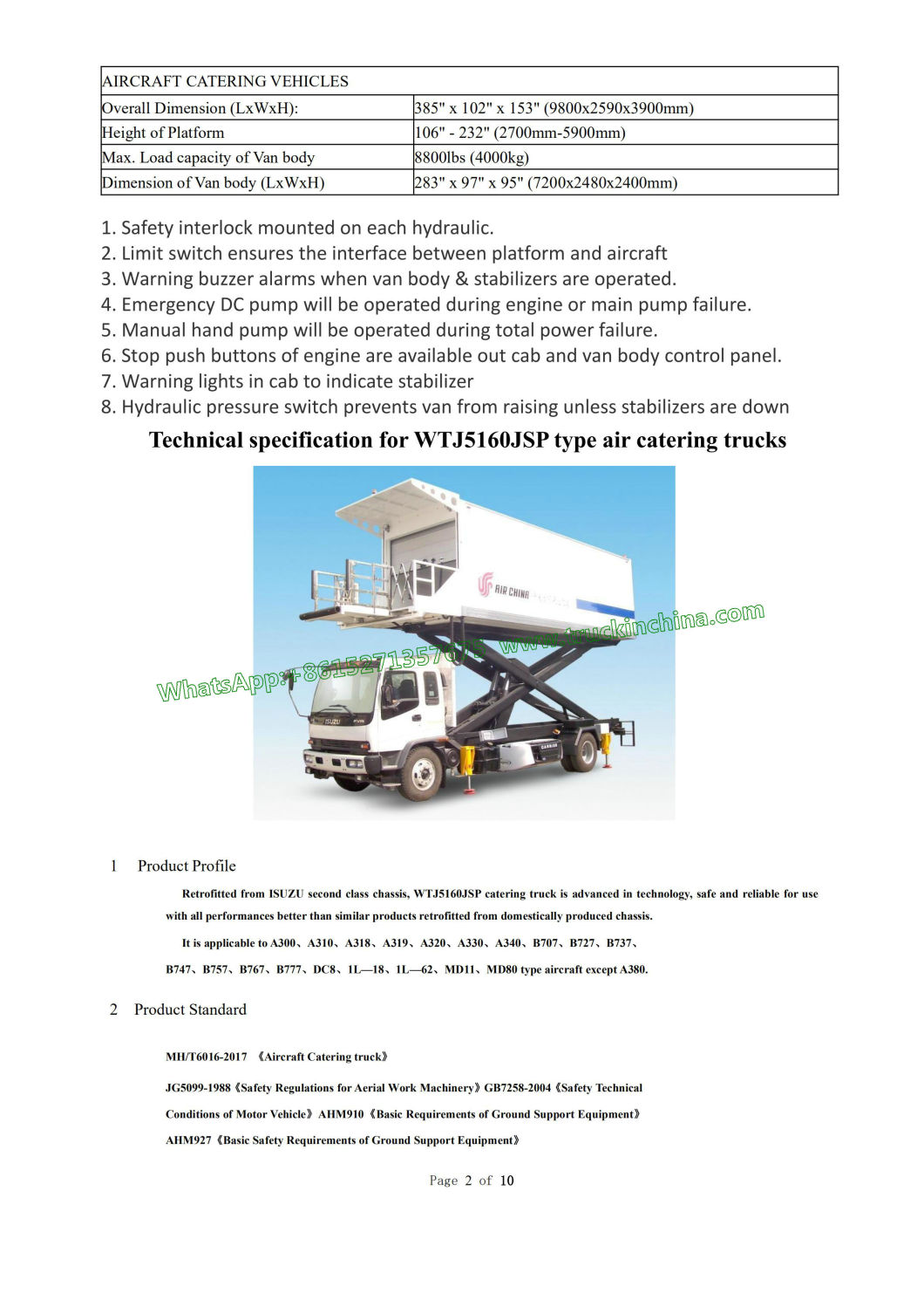 Airport Special Equipment Catering Truck (ISUZU Scissors High Loader 4500KG Refrigerated Food Van 7500X2480X2400mm)